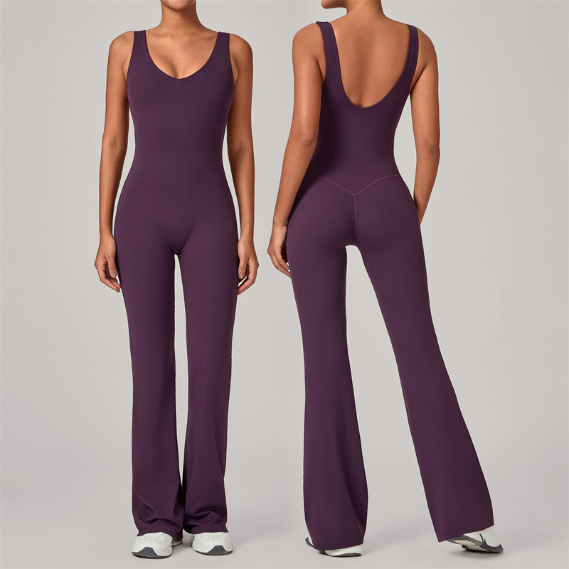 Yoga Fitness Jumpsuit - TRY TO BN Sports Flare Jumpsuit
