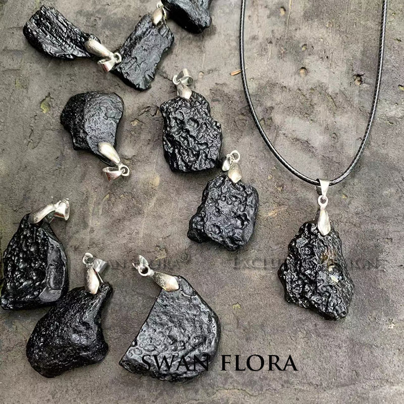 Jump Rope - Natural Black Meteorite Irregualr Rough Necklace