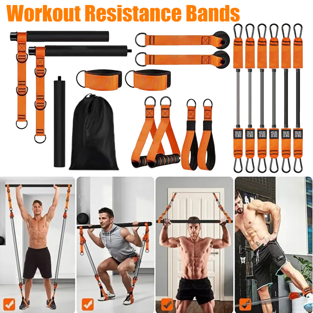 Yoga Fitness Bar - Multifunctional Pilates Bar with Resistance Bands
