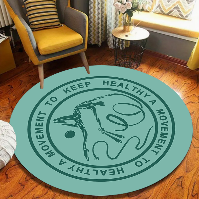 Yoga Fitness Hotel - Fitness Yoga Round Area Rug Mint