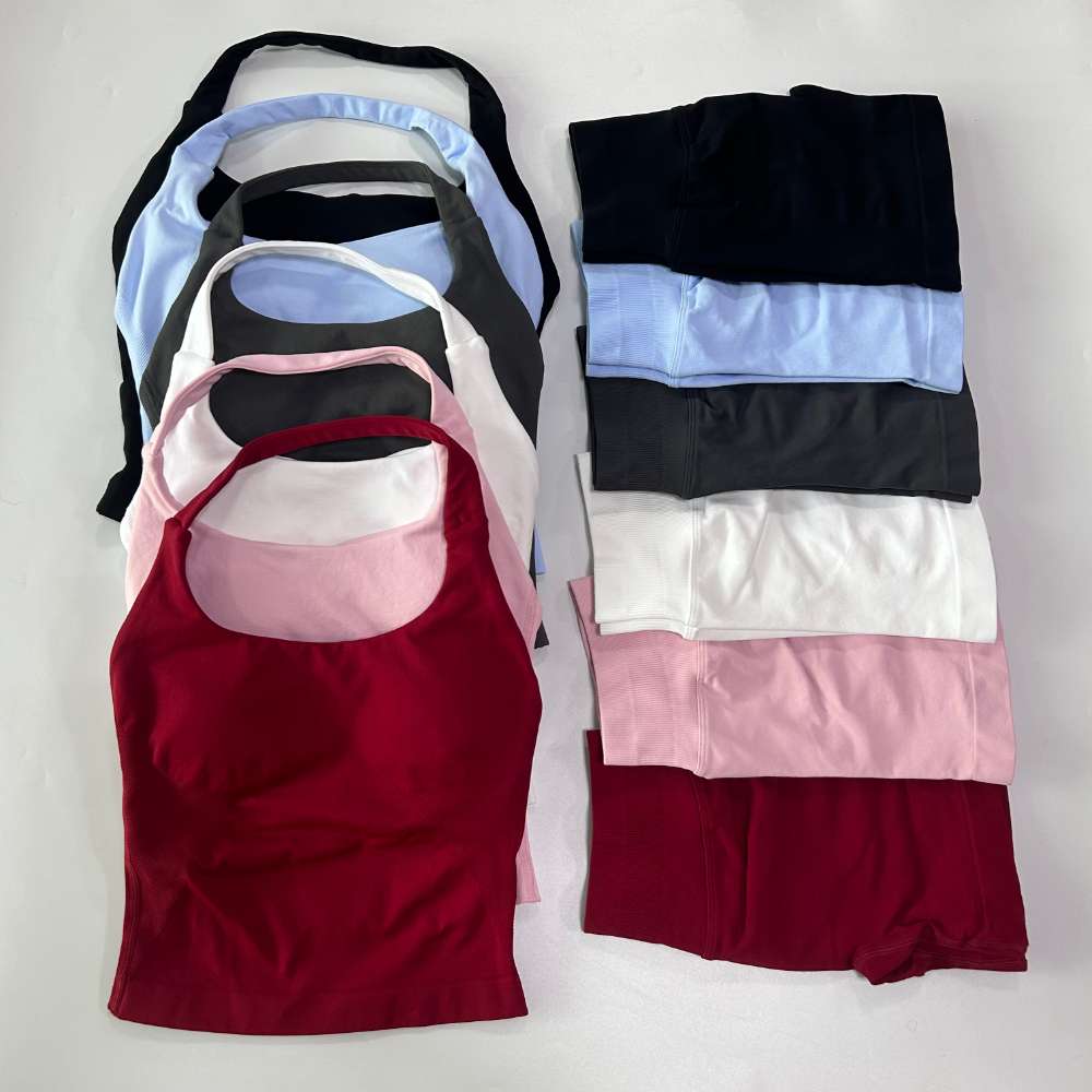 No Logo Women Gym Set Halter T - Yoga Fitness Logo のレビューと価格