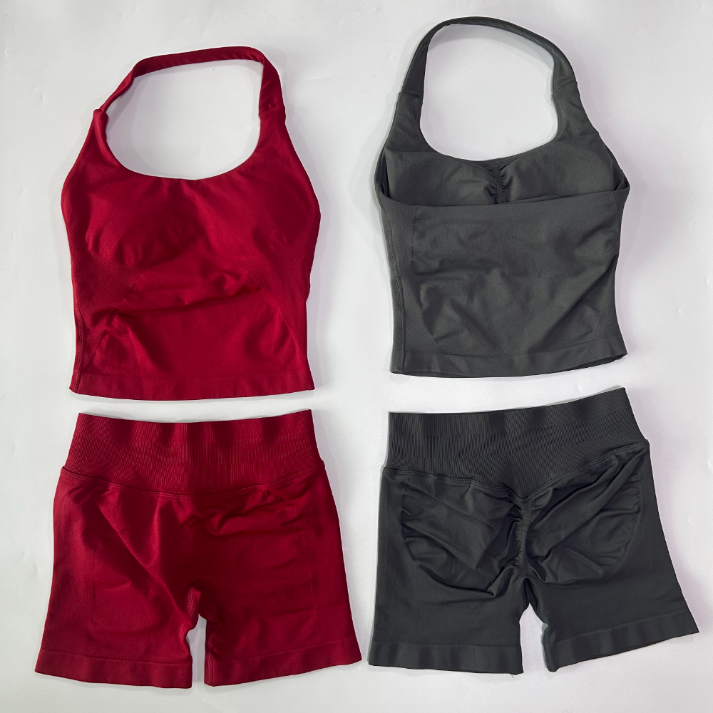 No Logo Women Gym Set Halter T - Yoga Fitness Logo のレビューと価格