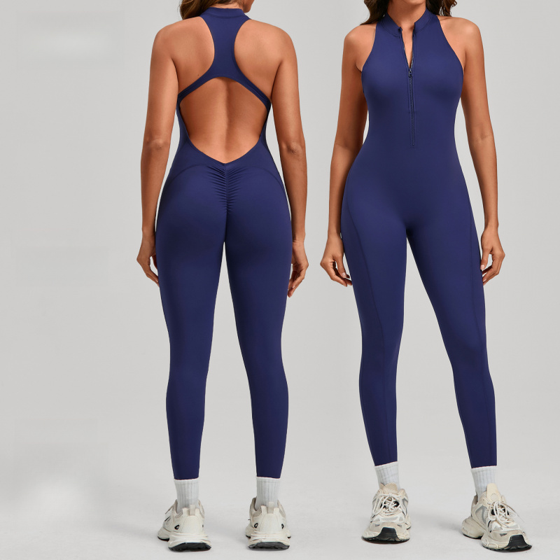 Spring Summer One-piece Zipper - Yoga Fitness Jumpsuit のレビューと価格