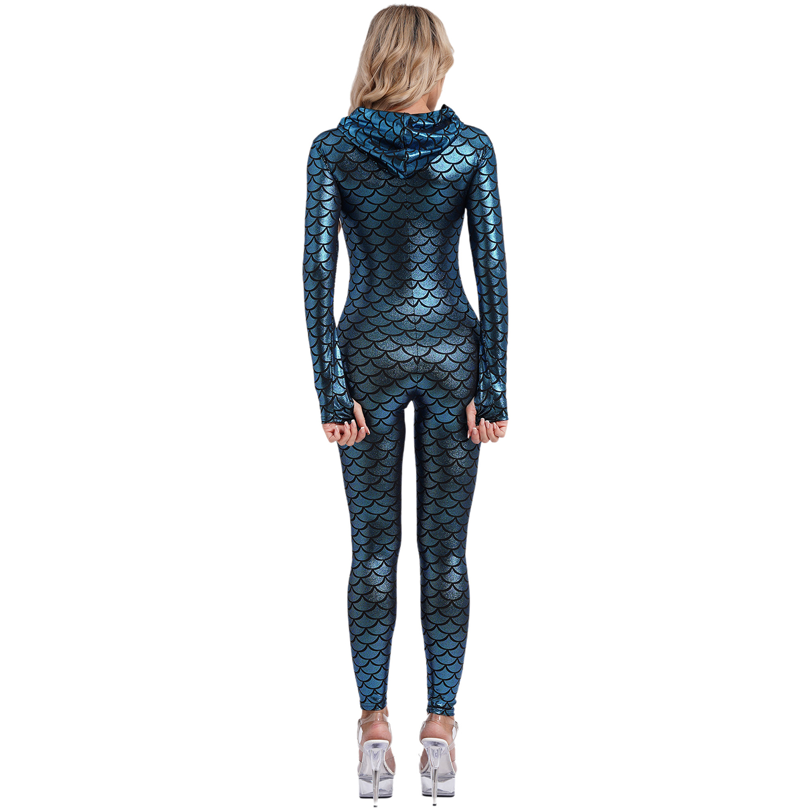 Womens Shiny Mermaid Hooded Bo - Yoga Fitness Jumpsuit のレビューと価格