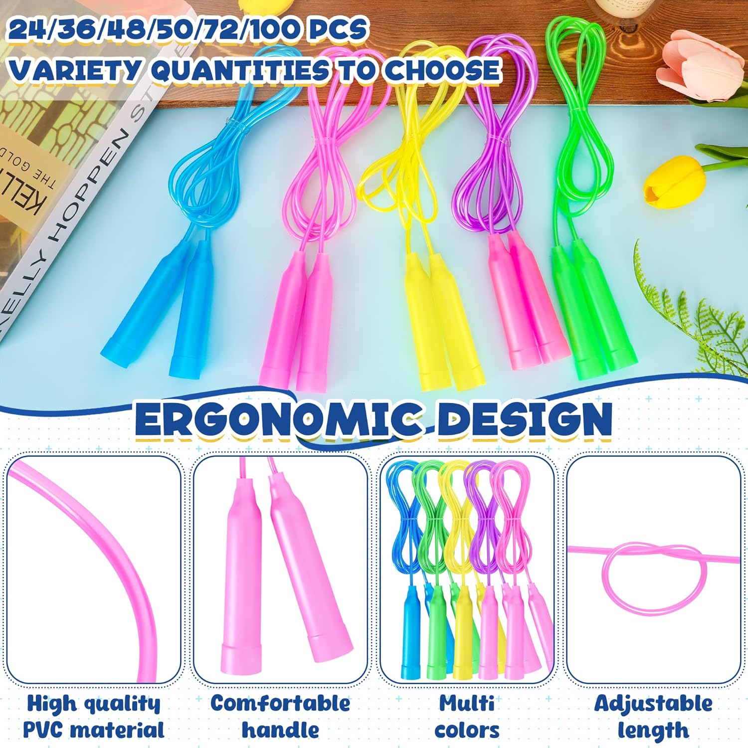 Colorful Adjustable Jump Ropes - Jump Rope のレビューと価格