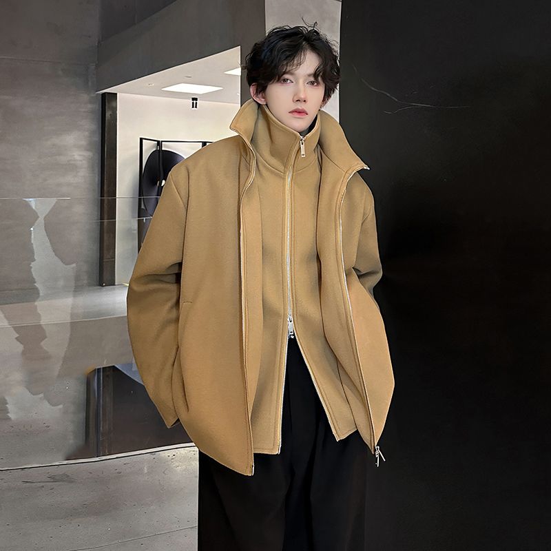 Wool Blend Jacket Man Black Me - Yoga Fitness Health のレビューと価格