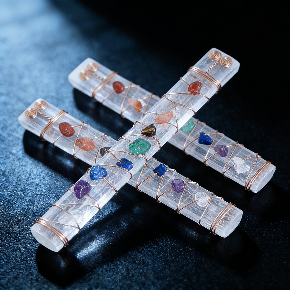 Natural Selenite Crystal Chakr - Yoga Fitness Bar のレビューと価格